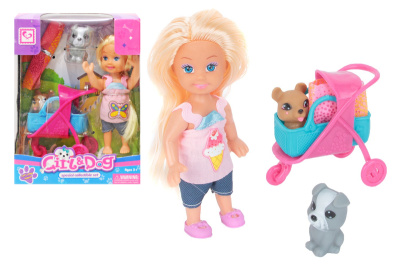 Лялька "Mini doll" з візочком і собачками, в коробці K899-19 р.12,2*5,5*16см.