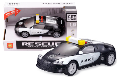 Машина "Поліція" інерційна, озвучена, зі світлом, в коробці WY630B р.22*9,5*12 см