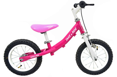 Велобіг Take&Ride RB-40 Lux з тормозами рожево-білий