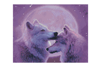 Алмазна картина HX408 "Вовки у місячному сяйві", р. 30х40 см STRATEG