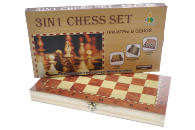 Шахи дерев'яні 3в1, в коробці 8802 р. 30*3*16 см