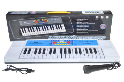  Синтезатор ZYB-B3152-1/2 37 клавіш, мікрофон, від мережі 2 кольори, коробка 52,5*4,5*15