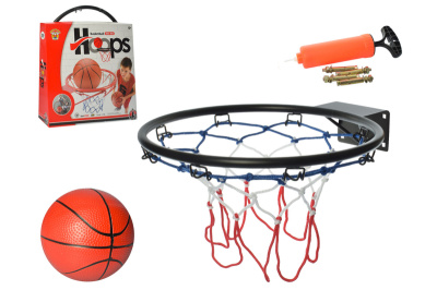Баскетбольне кільце металічне M 5966 39 см, сітка, м`яч, насос, в коробці 40-44-9 см