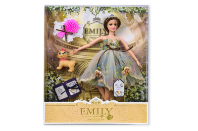 Лялька "Emily" QJ078B з песиком і щіточкою, коробка р. 33*28*6 см.
