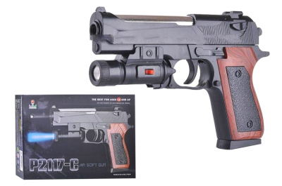 Пістолет P2117-C на батар., світло, кульки в коробці – 21*14.5*4 см, р-р іграшки – 18 см