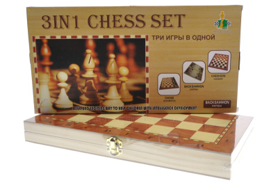 Шахи дерев'яні 3в1, в коробці 8801 р. 34,5*4*18 см