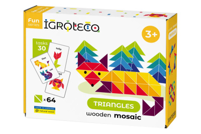 Дерев'яна розвиваюча гра "Трикутна мозаїка" 64 деталі 900194 IGROTECO