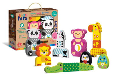 Дерев'яна іграшка Kids hits. KH20/001. набір кубиків 22 деталі, 8 персонажів  в коробці р. 24,7*28,9*5,5 см