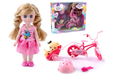 Лялька 15 см UKB-B0023 ''Чарівна крихітка'' з велосипедом та аксесуарами 2 види, коробка 26*6,5*22 