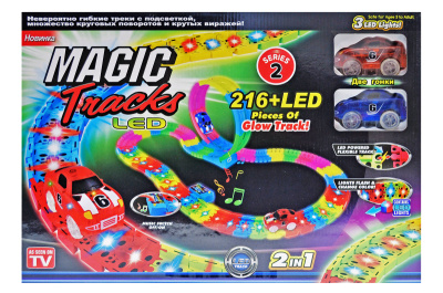 Трек "MAGIC" зі світлом (2 машинки) в коробці PT216LED р.52*36*8см.